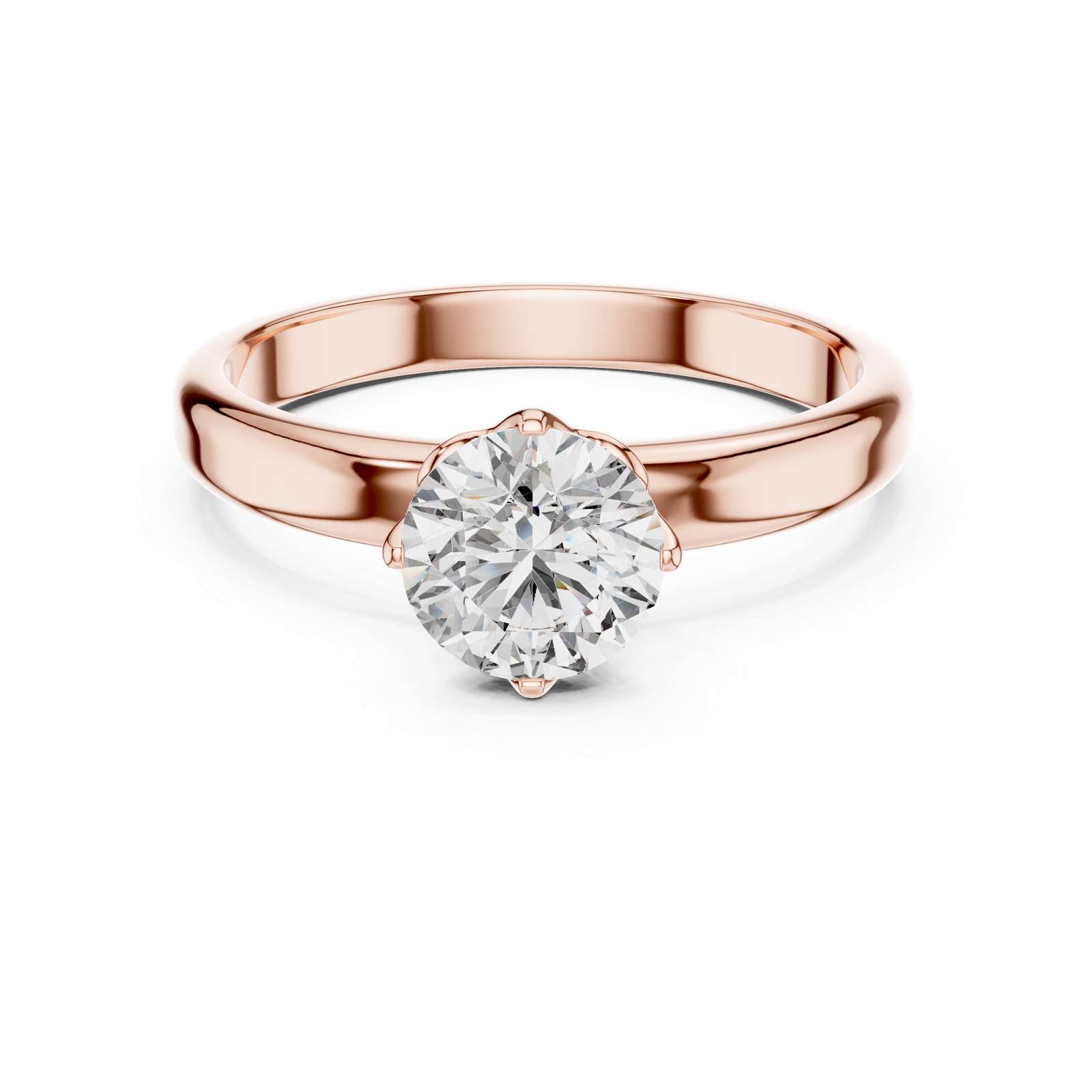 Elegant 6-Prong Floral Style Solitaire Ring