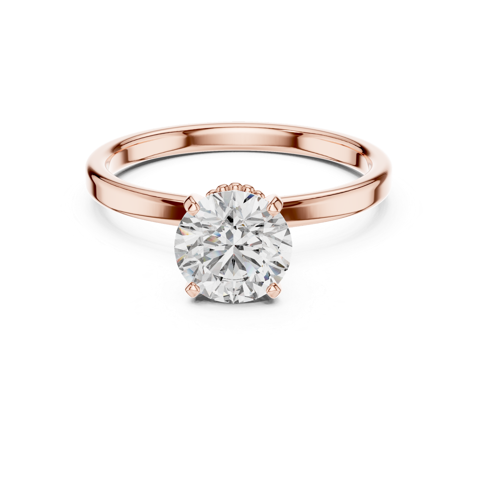 Solitaire Ring with Round Brilliant Diamond and Crown Setting