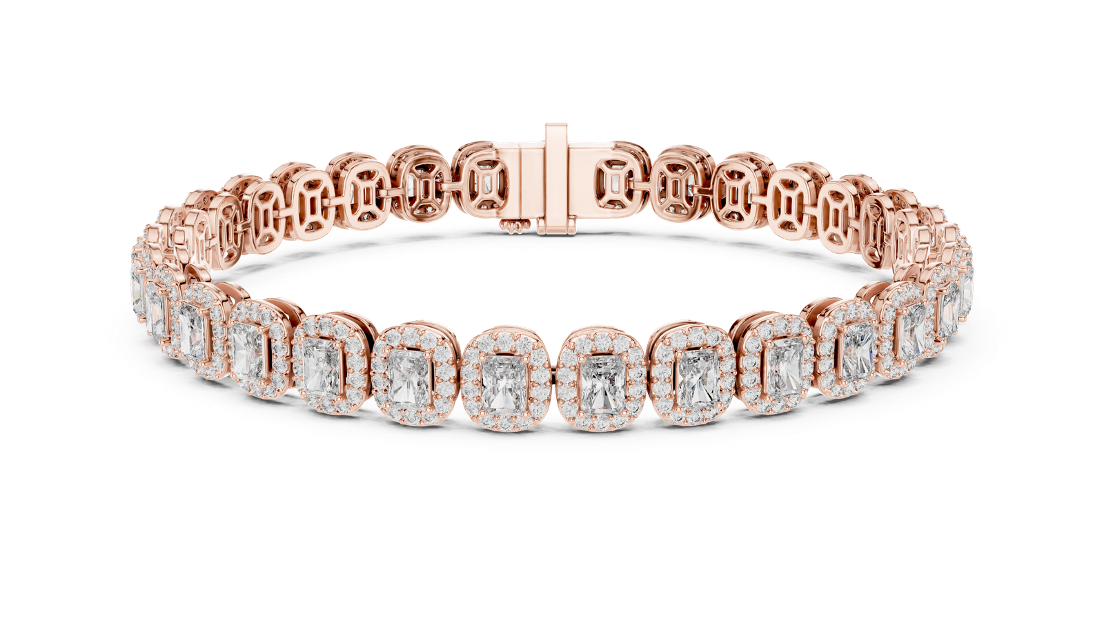 RADIENT-Cut Halo Diamond Bracelet