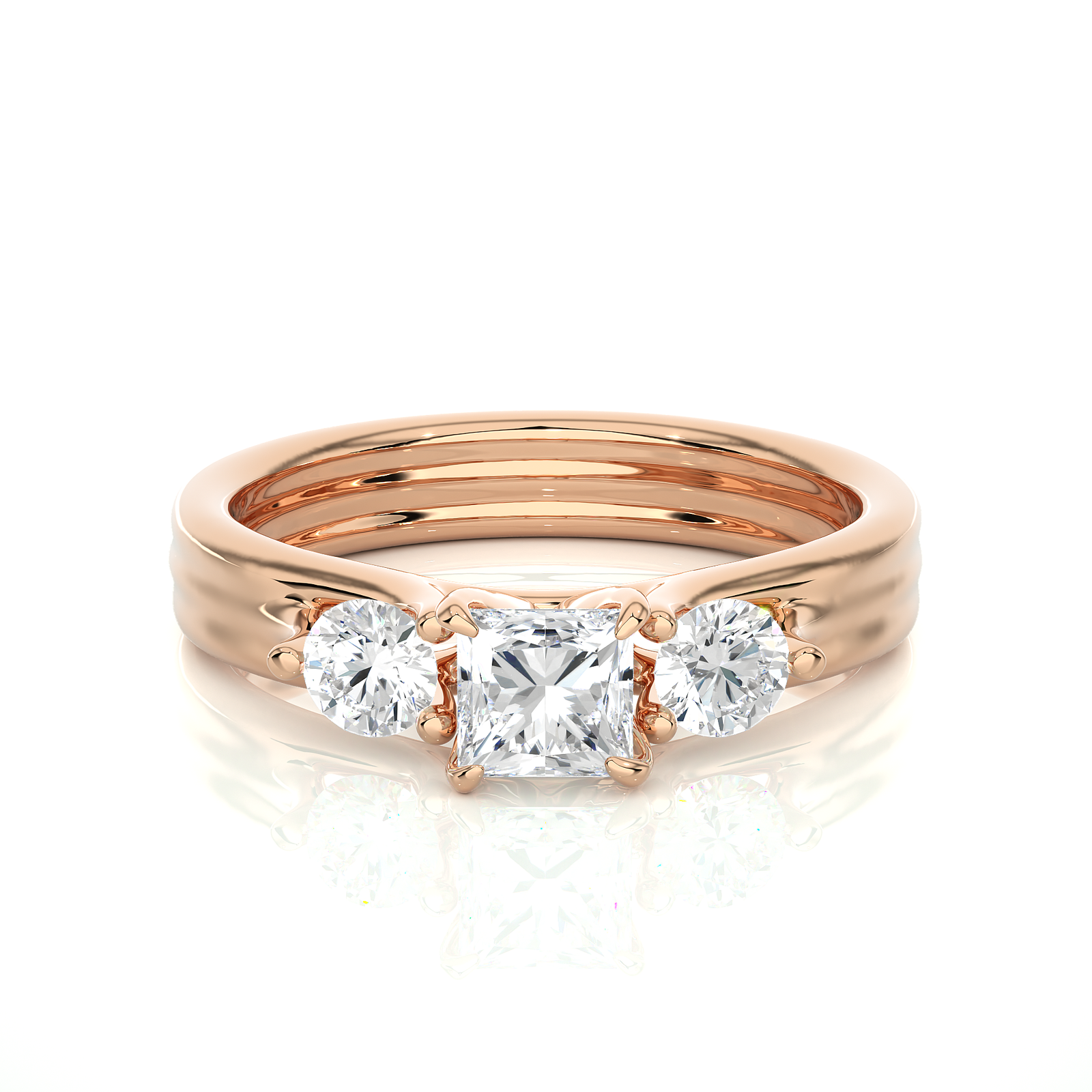 Three-Stone Princess Cut Diamond Ring