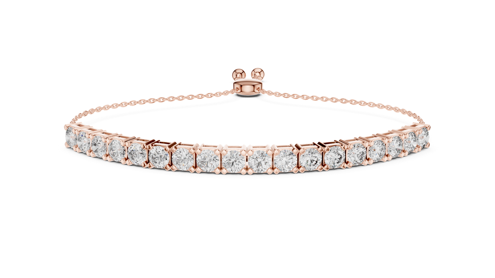 Adjustable Round Brilliant Diamond Bolo Bracelet