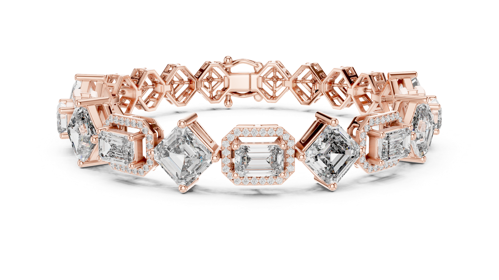 Geometric Emerald & Asscher-Cut Diamond Bracelet