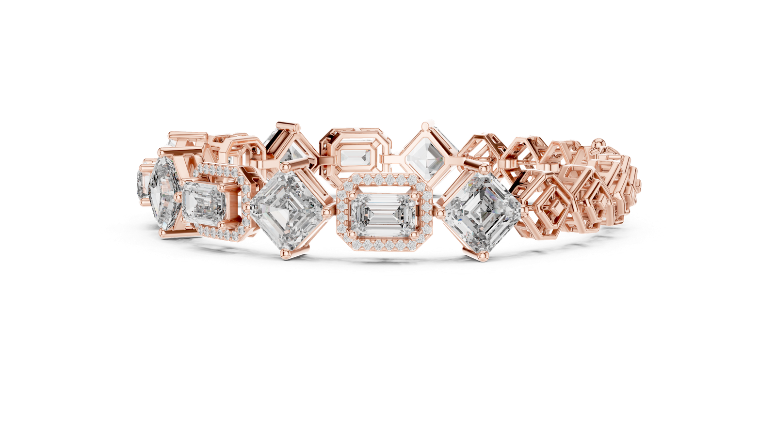 Geometric Emerald & Asscher-Cut Diamond Bracelet