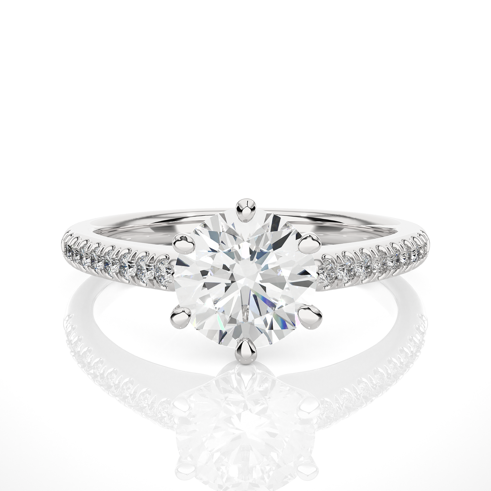 Round Cut Diamond Accent Engagement Ring