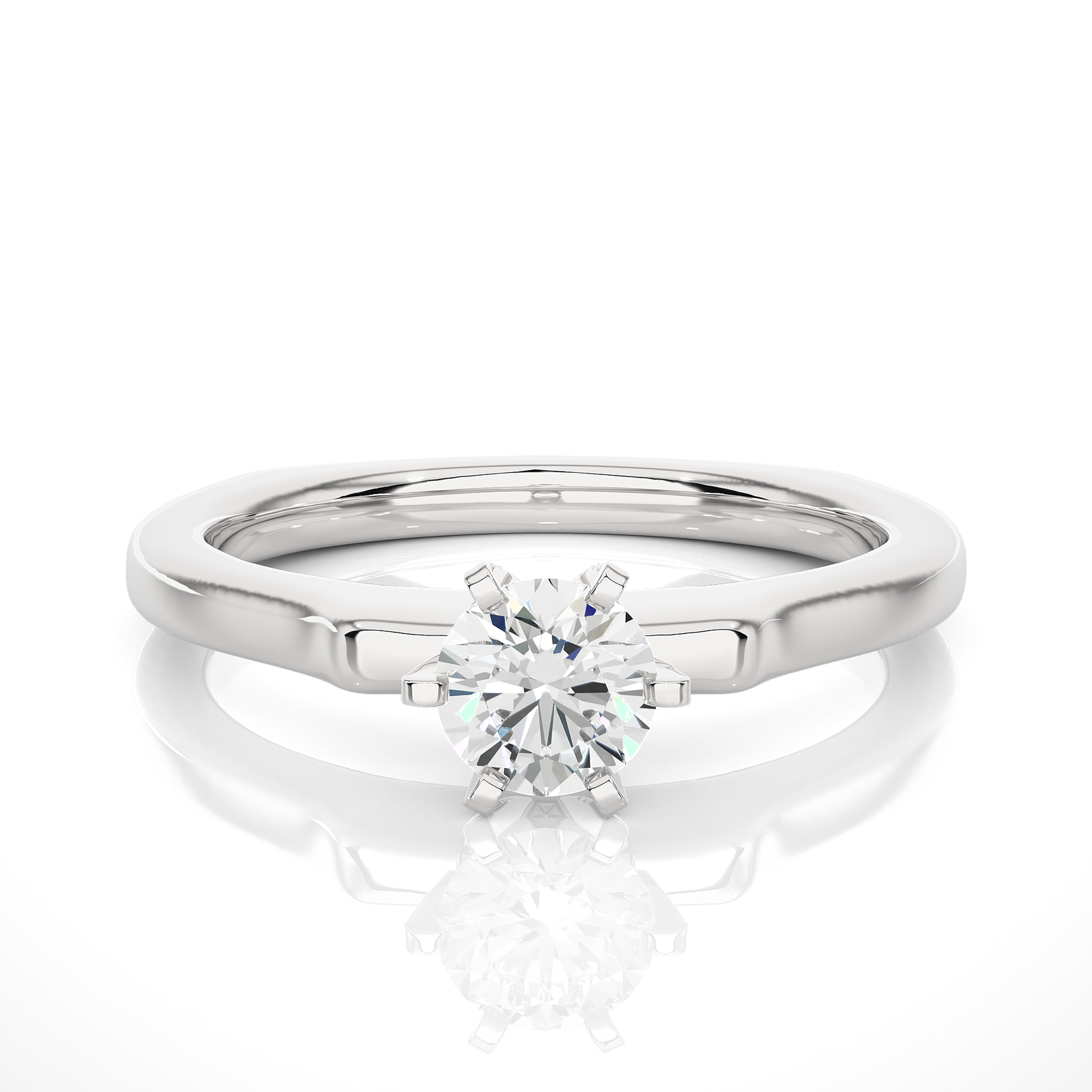 Six-Prong Round Diamond Solitaire Ring