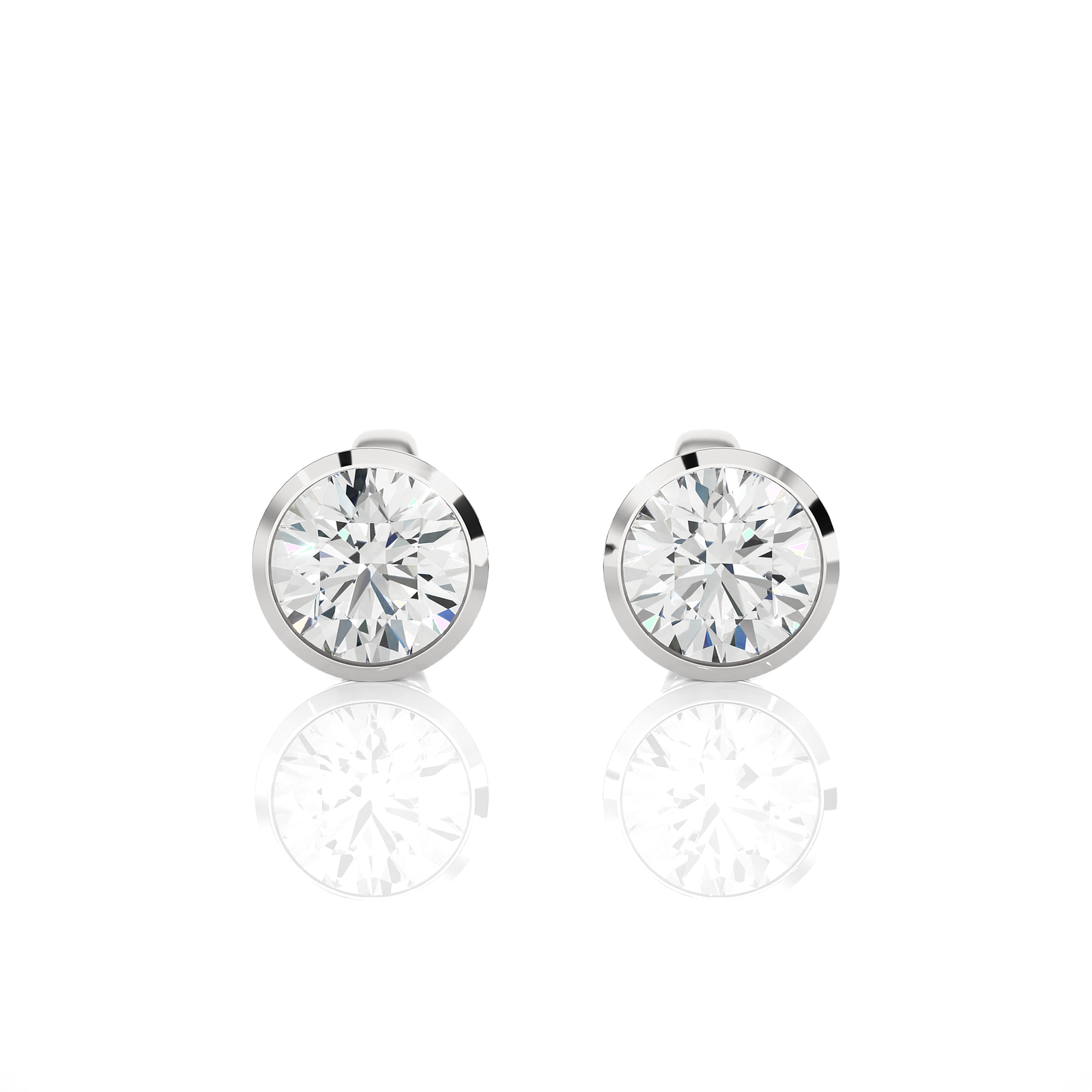 Bezel-Set Round Diamond Stud Earrings