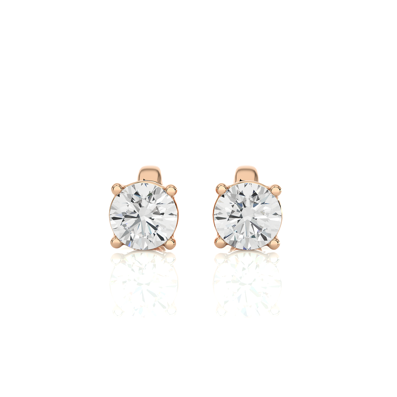 4 Prong Set Round Diamond Stud Earrings