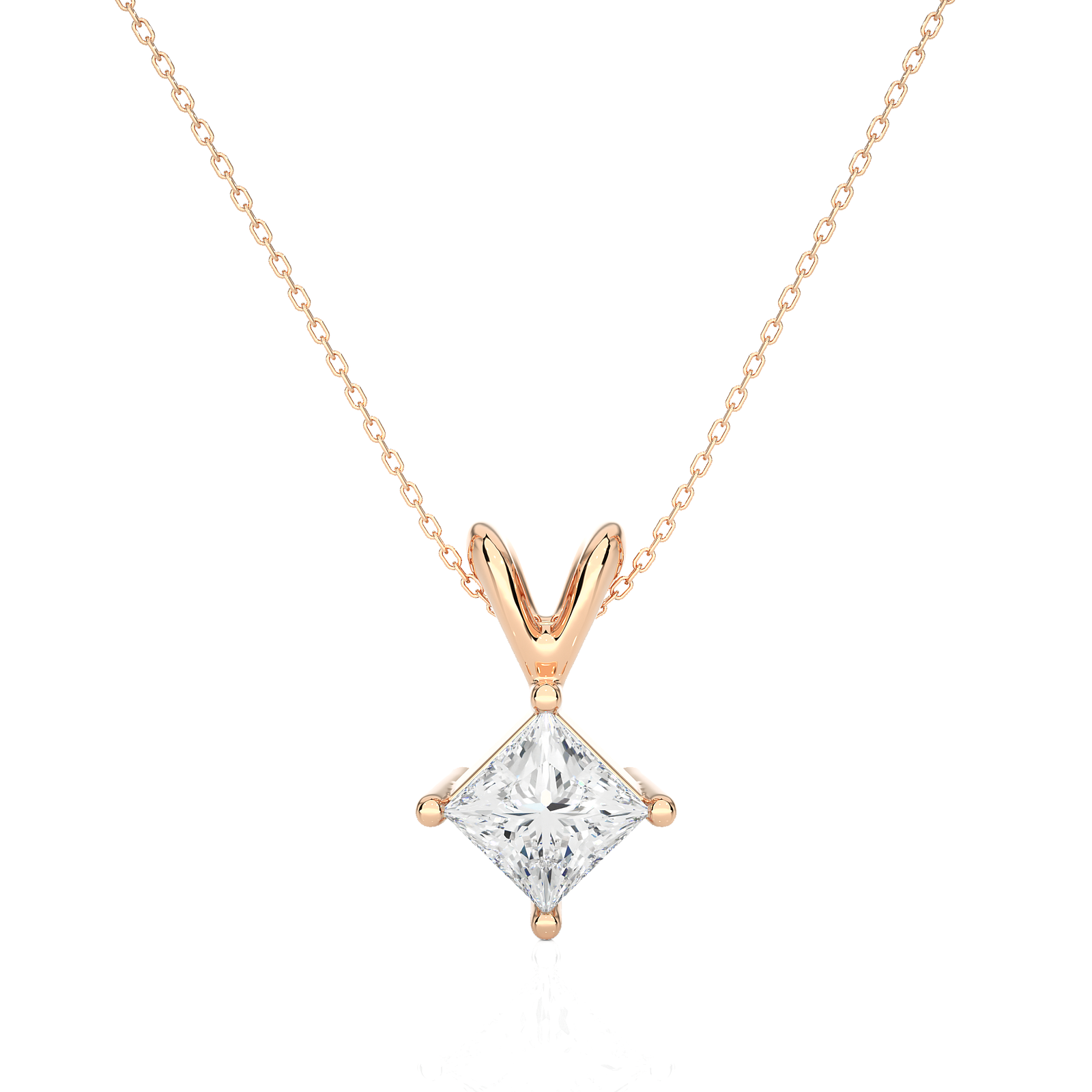 Princess-Cut Diamond Pendant Necklace