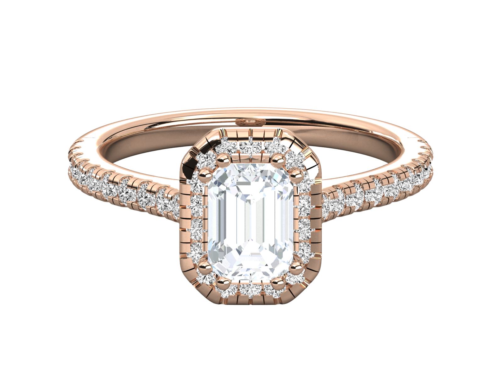 Emerald Cut Halo Engagement Ring