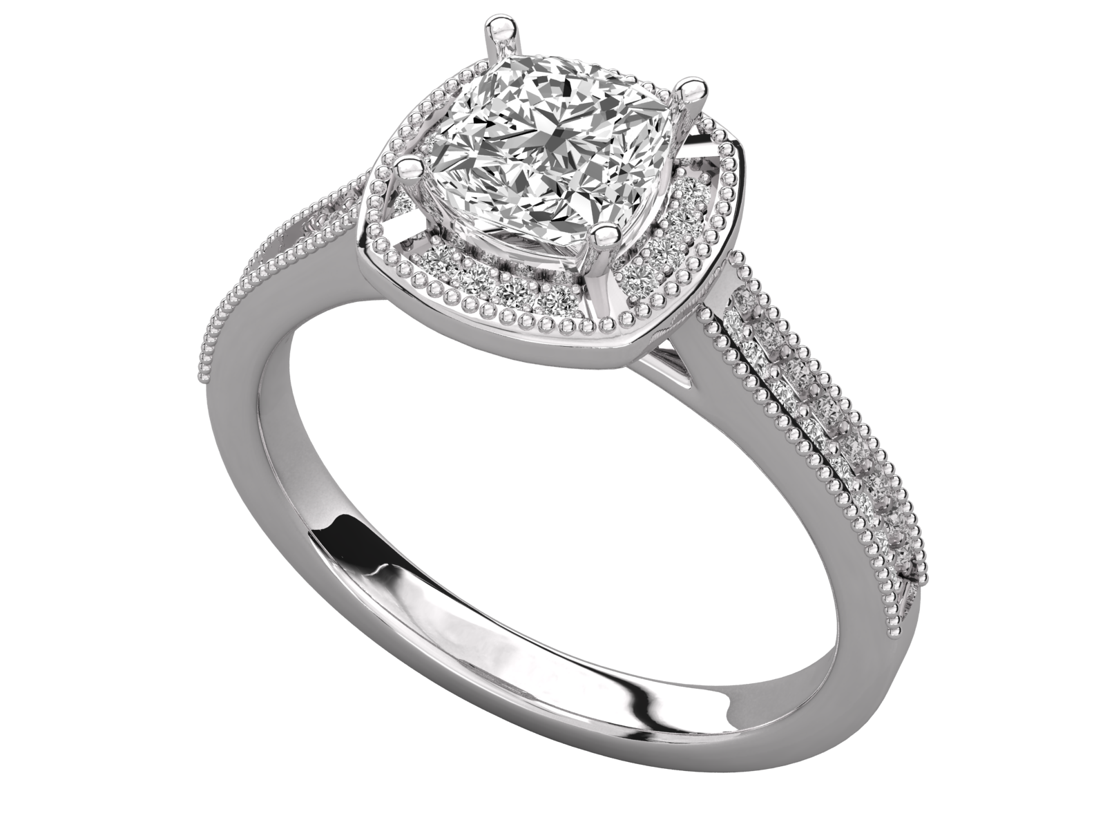 Cushion Halo Diamond Engagement Ring