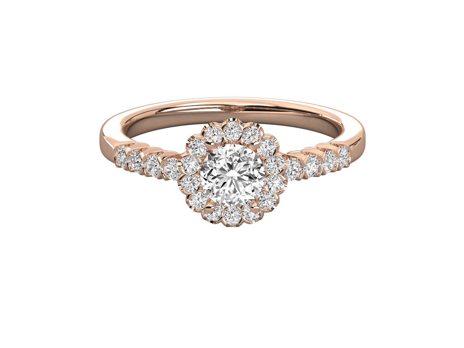 Floral Halo Diamond Engagement Ring