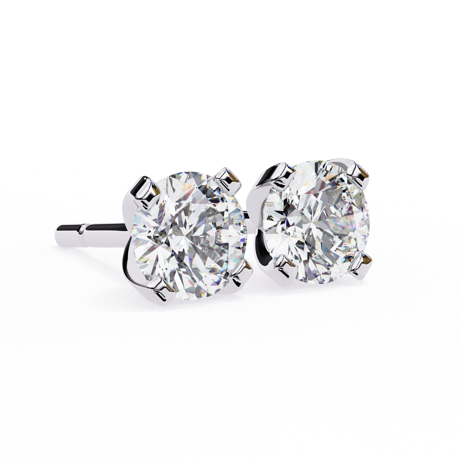 Classic Round Brilliant Diamond Stud Earrings