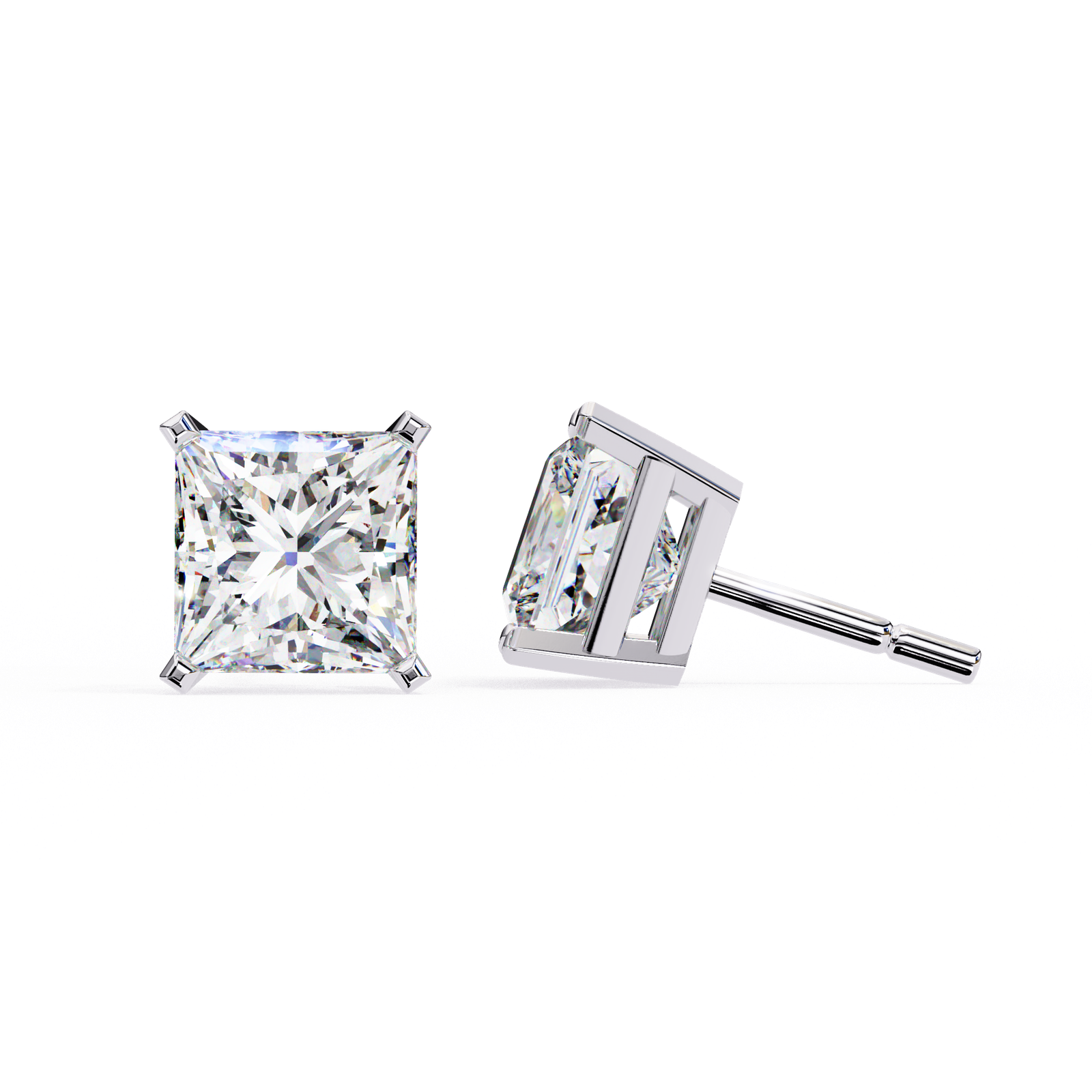Classic Princess Cut Diamond Stud Earrings