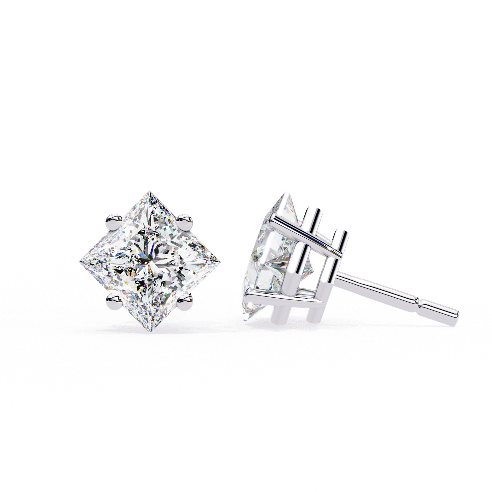 Princess Cut Diamond Stud Earrings