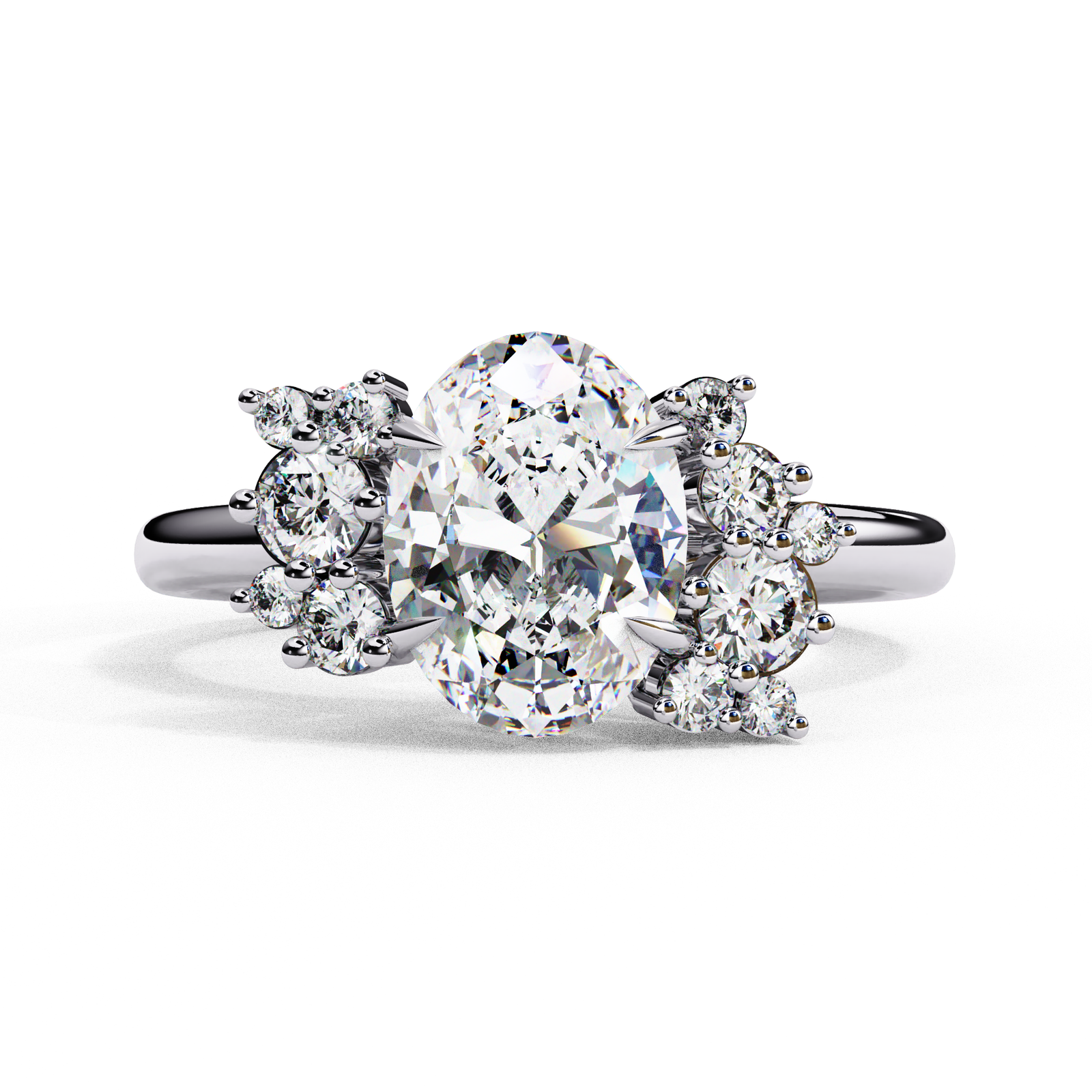 Oval Cut Diamond Cluster Engagement Ring