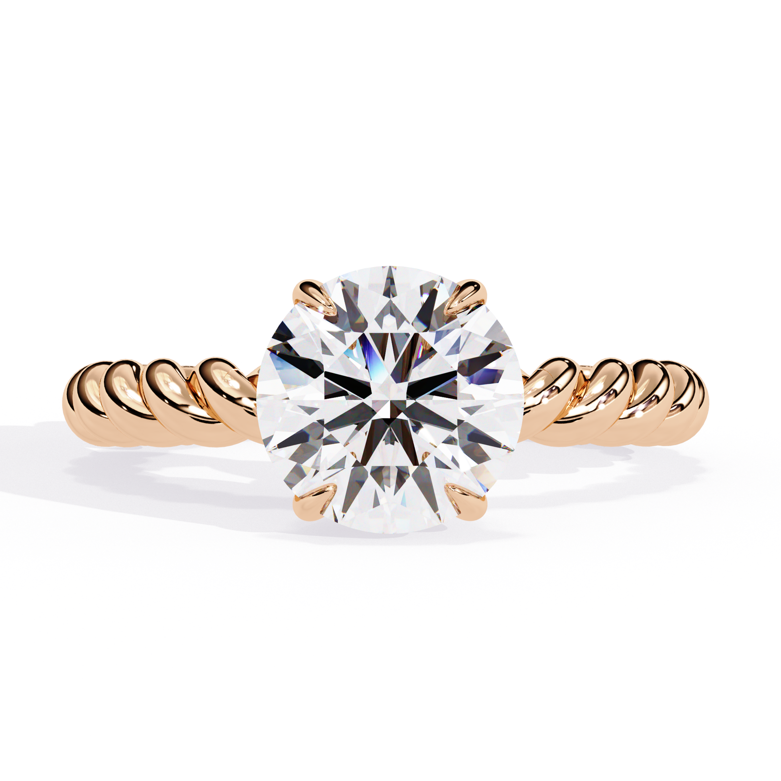 Elegant Twisted Gold Solitaire Diamond Ring
