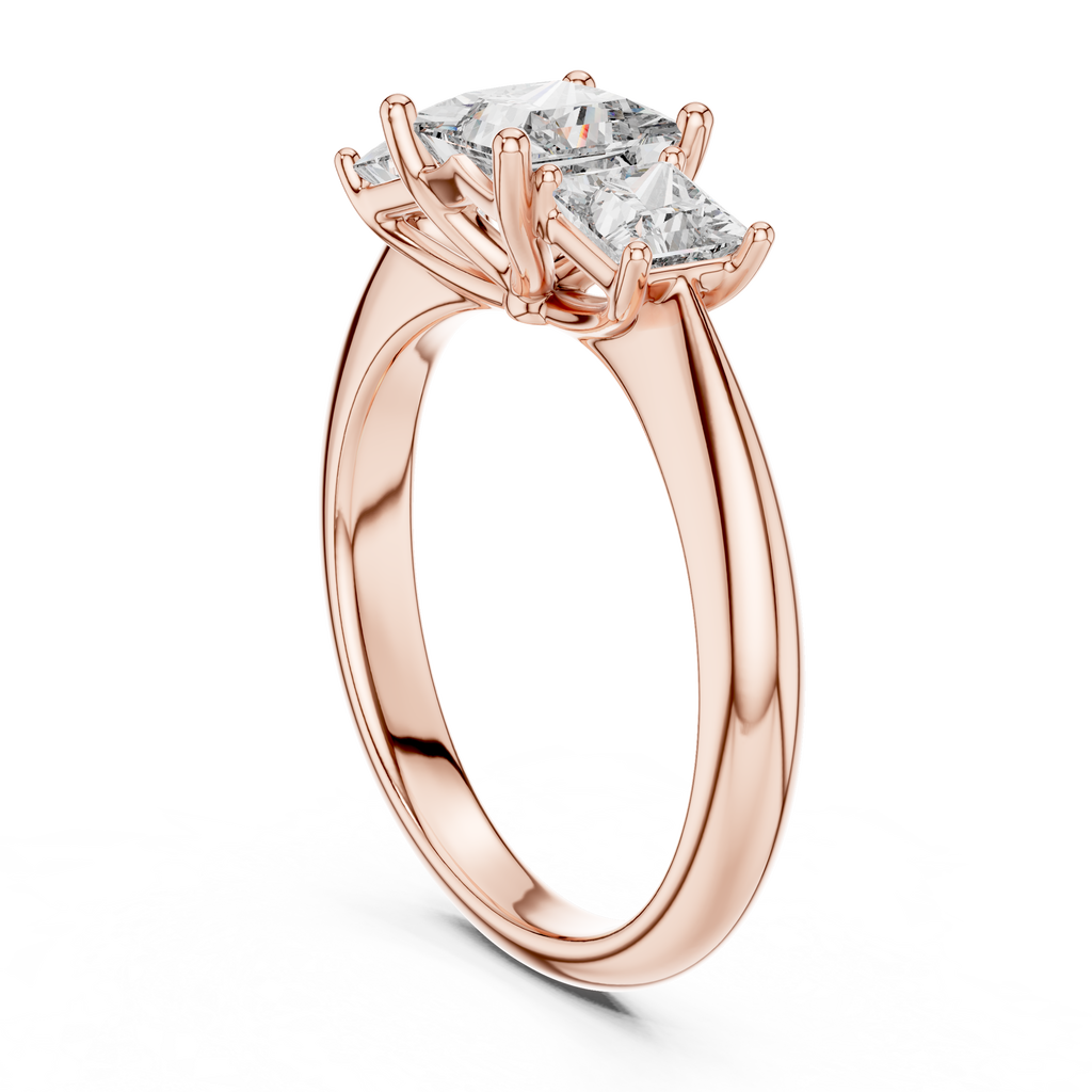 3-Stone Square  Engagement Rings