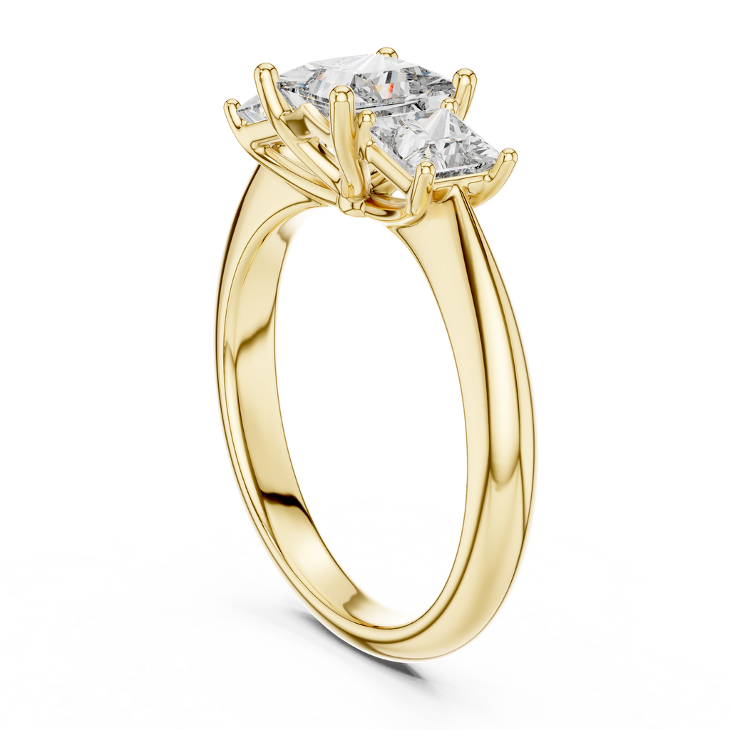 3-Stone Square  Engagement Rings